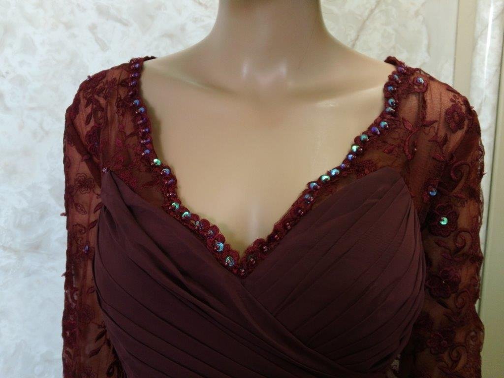 burgundy chiffon lace mothers dress